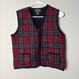 Vintage Wool Plaid‎ Vest Eclectic Grandpa Classic Zip Front Size Small Academia